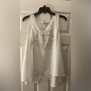 Large Off White Ambar Sheer Lightweight Split Back Tank.